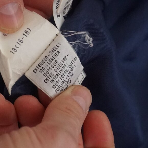 Vintage Roxy Collection Blue 100% Leather Zip Up Bomber Jacket 8 - Picture 16 of 16